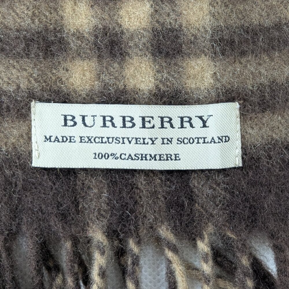Burberry Cashmere Scarf Brown | Unisex | Classic Check | Used Excellent - Picture 4 of 6